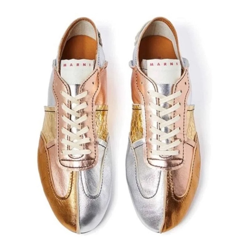 Marni Gold & Silver Statement Leather Sneakers